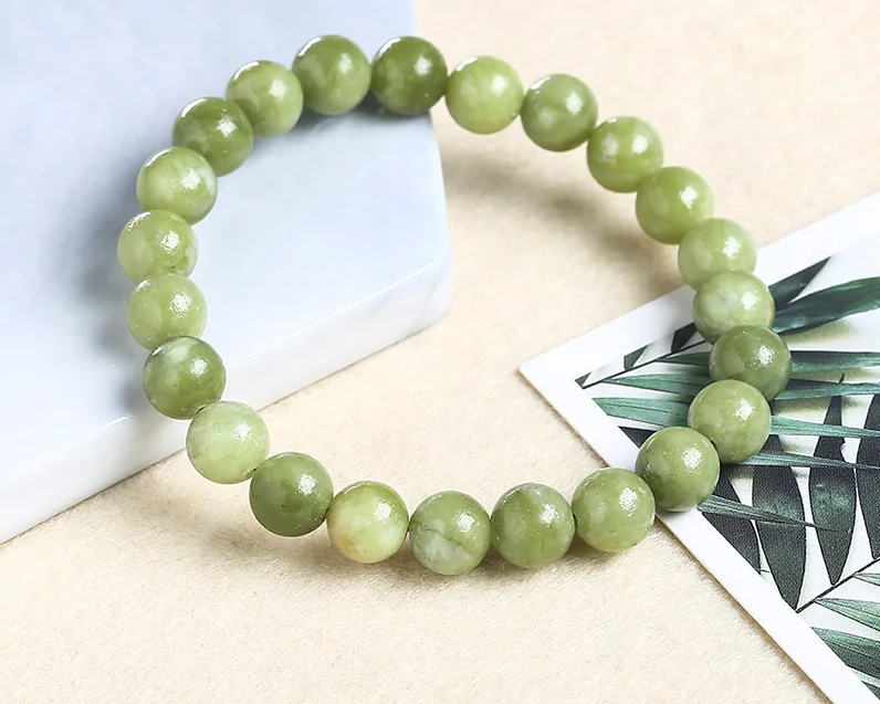 No_3499_Light-colored Natural Southern Jade Bracelet_6mm_(Sold Per Strand)