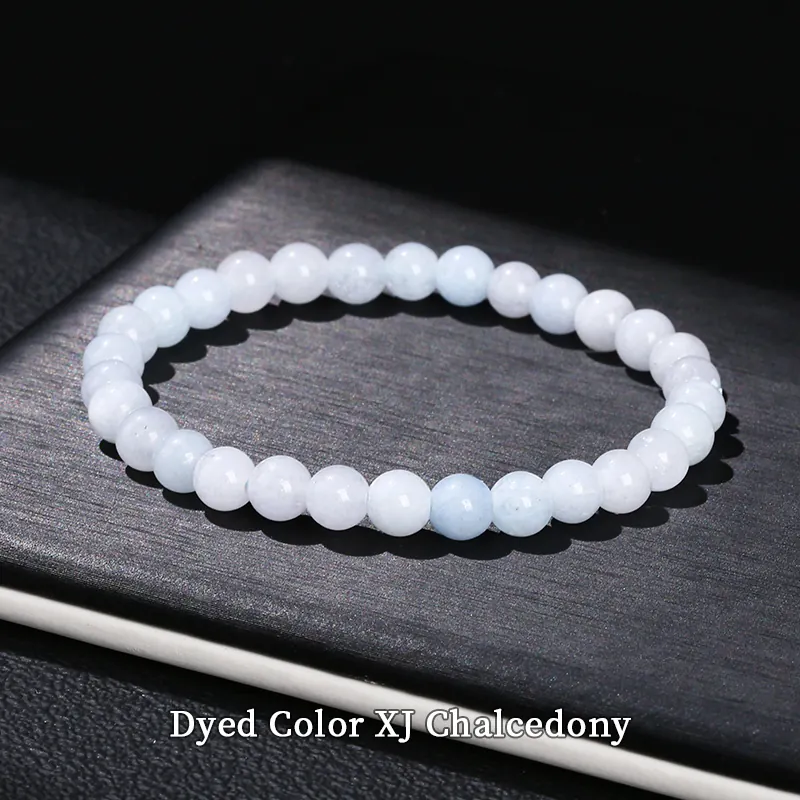 No_3543_Enhanced Xinjiang Chalcedony Aquamarine-colored Bracelet_10mm_(Sold Per Strand)