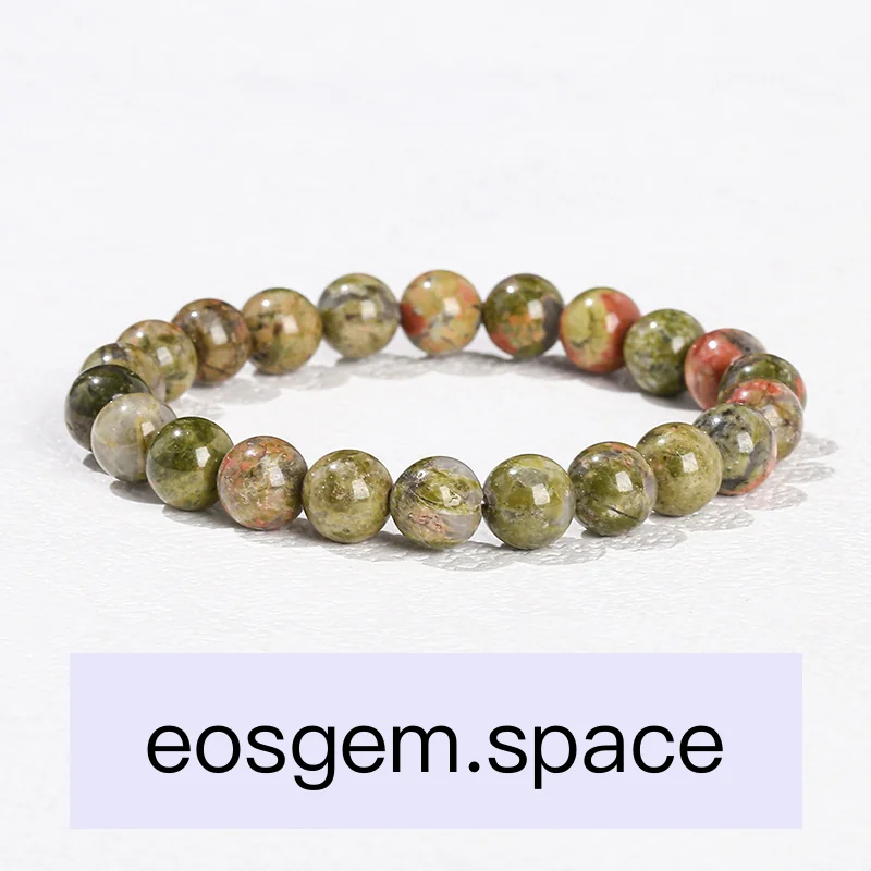 No_3608_Natural Unakite Bracelet_8mm_(Sold Per Strand)