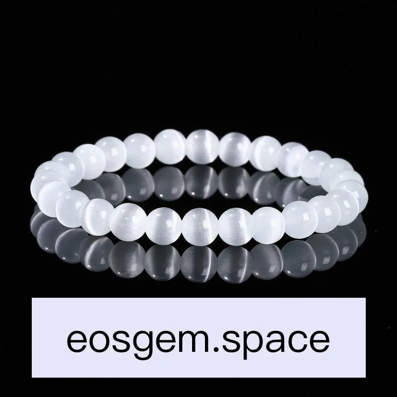 No_3635_White Cat's Eye Glass No.5 Bracelet_8mm_(Sold Per Strand)